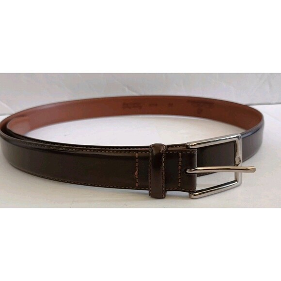 Brooks Brothers Dress Belt Dark Brown Italian Leather Sz 38 Made in ITALY W1L12 - Picture 8 of 10